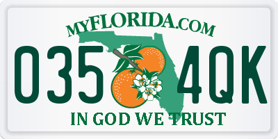 FL license plate 0354QK