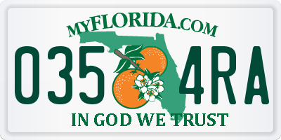 FL license plate 0354RA