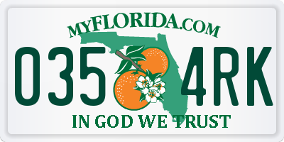 FL license plate 0354RK