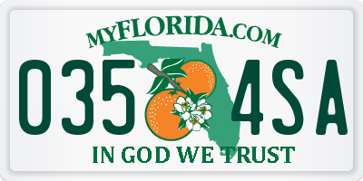 FL license plate 0354SA