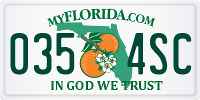 FL license plate 0354SC