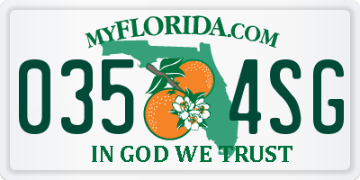 FL license plate 0354SG
