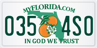 FL license plate 0354SO