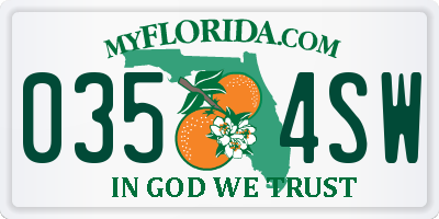 FL license plate 0354SW