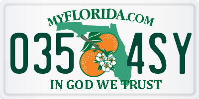 FL license plate 0354SY