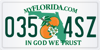FL license plate 0354SZ