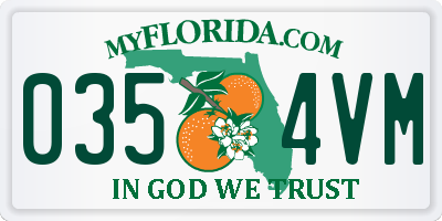 FL license plate 0354VM