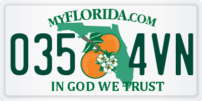 FL license plate 0354VN