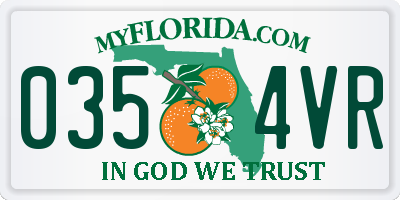 FL license plate 0354VR