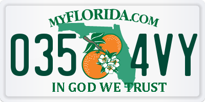FL license plate 0354VY