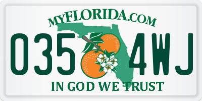 FL license plate 0354WJ