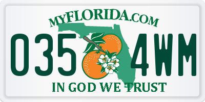 FL license plate 0354WM