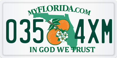 FL license plate 0354XM