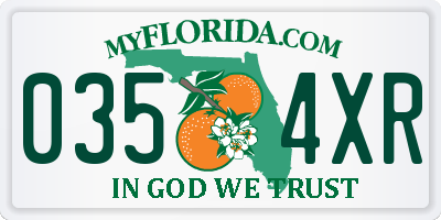 FL license plate 0354XR