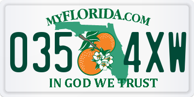 FL license plate 0354XW