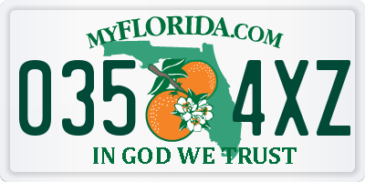 FL license plate 0354XZ