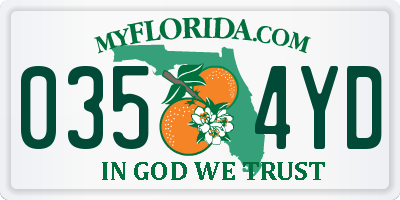 FL license plate 0354YD