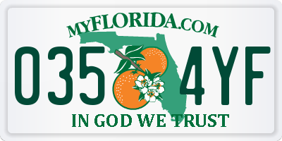 FL license plate 0354YF