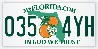 FL license plate 0354YH