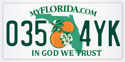 FL license plate 0354YK