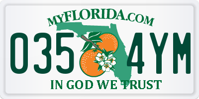 FL license plate 0354YM