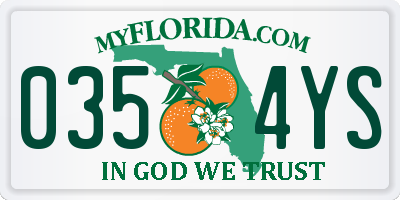 FL license plate 0354YS