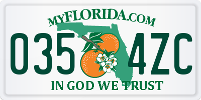 FL license plate 0354ZC