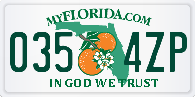 FL license plate 0354ZP