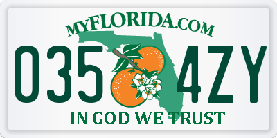 FL license plate 0354ZY