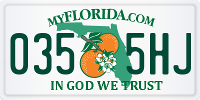 FL license plate 0355HJ