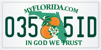 FL license plate 0355ID