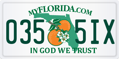 FL license plate 0355IX