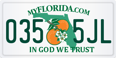 FL license plate 0355JL