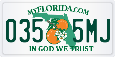 FL license plate 0355MJ