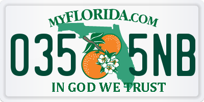 FL license plate 0355NB