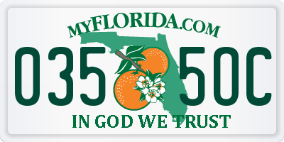FL license plate 0355OC