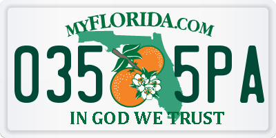 FL license plate 0355PA