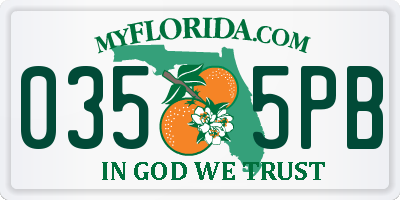 FL license plate 0355PB