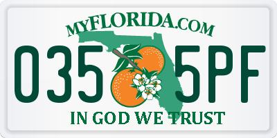 FL license plate 0355PF