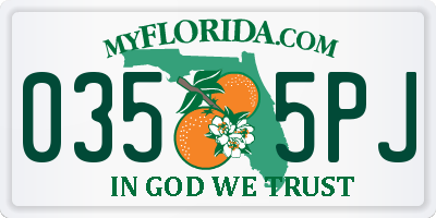 FL license plate 0355PJ
