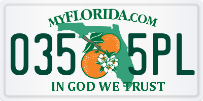 FL license plate 0355PL