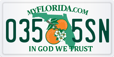 FL license plate 0355SN