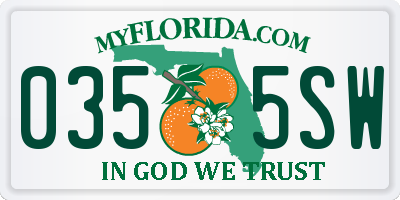 FL license plate 0355SW