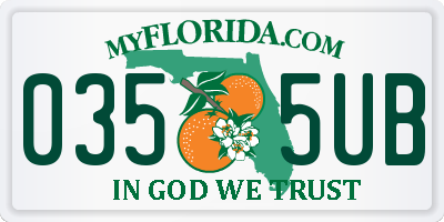 FL license plate 0355UB