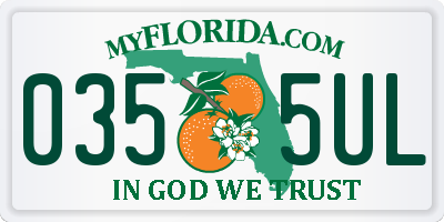 FL license plate 0355UL