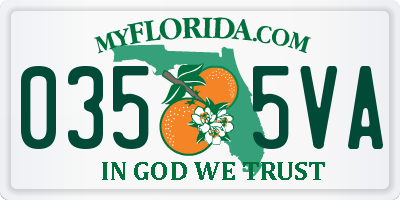 FL license plate 0355VA