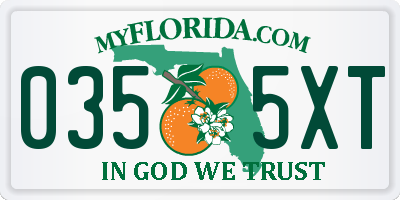 FL license plate 0355XT