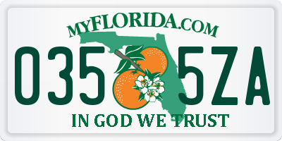 FL license plate 0355ZA