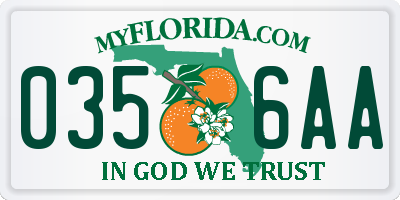 FL license plate 0356AA
