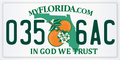 FL license plate 0356AC